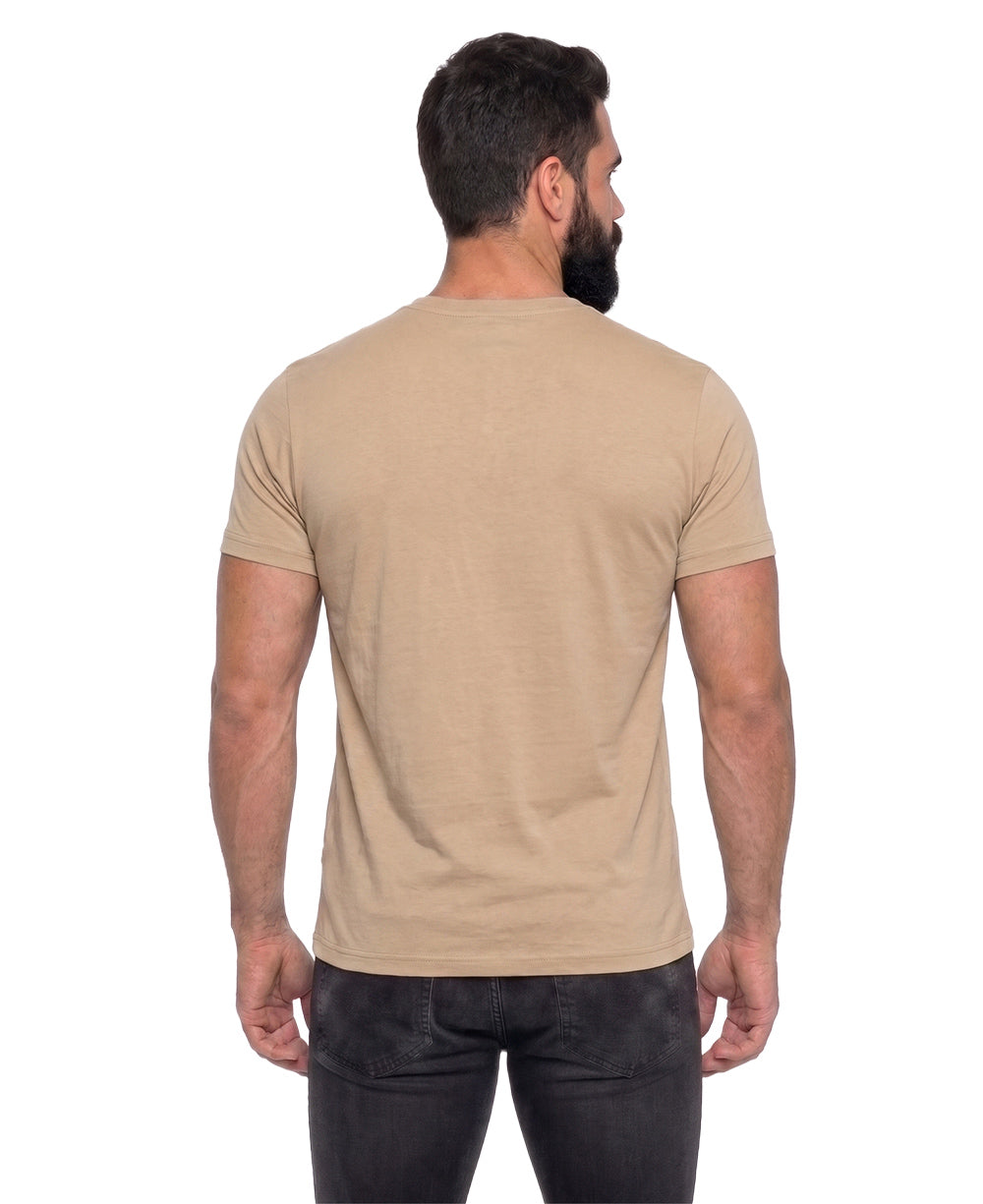 Camiseta Masculina Bege Algodão Pima - Ideal Vest Rouparia