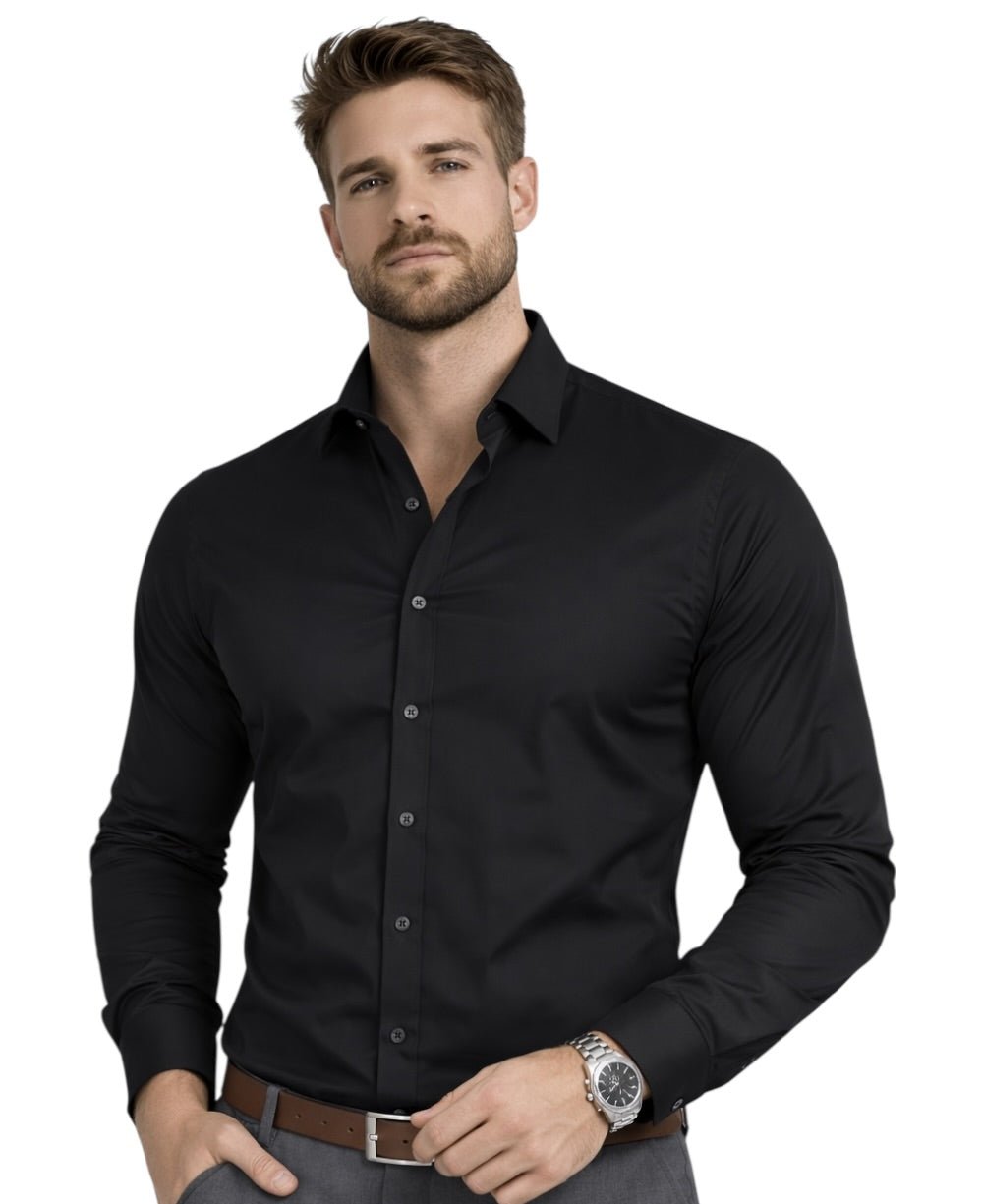 Camisa Social Manga longa Preto Fibra de Bambu - Paladhos