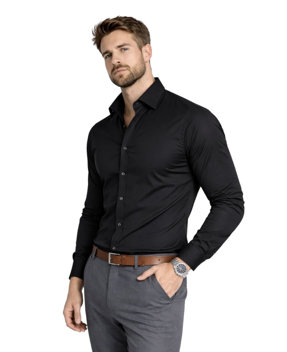 Camisa Social Manga longa Preto Fibra de Bambu - Paladhos