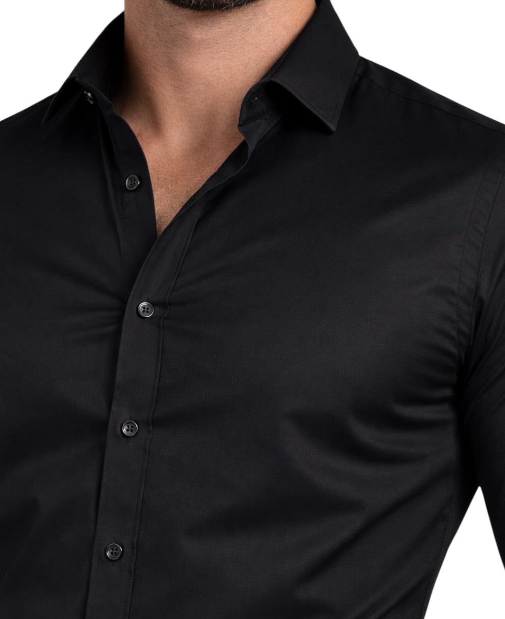 Camisa Social Manga longa Preto Fibra de Bambu - Paladhos