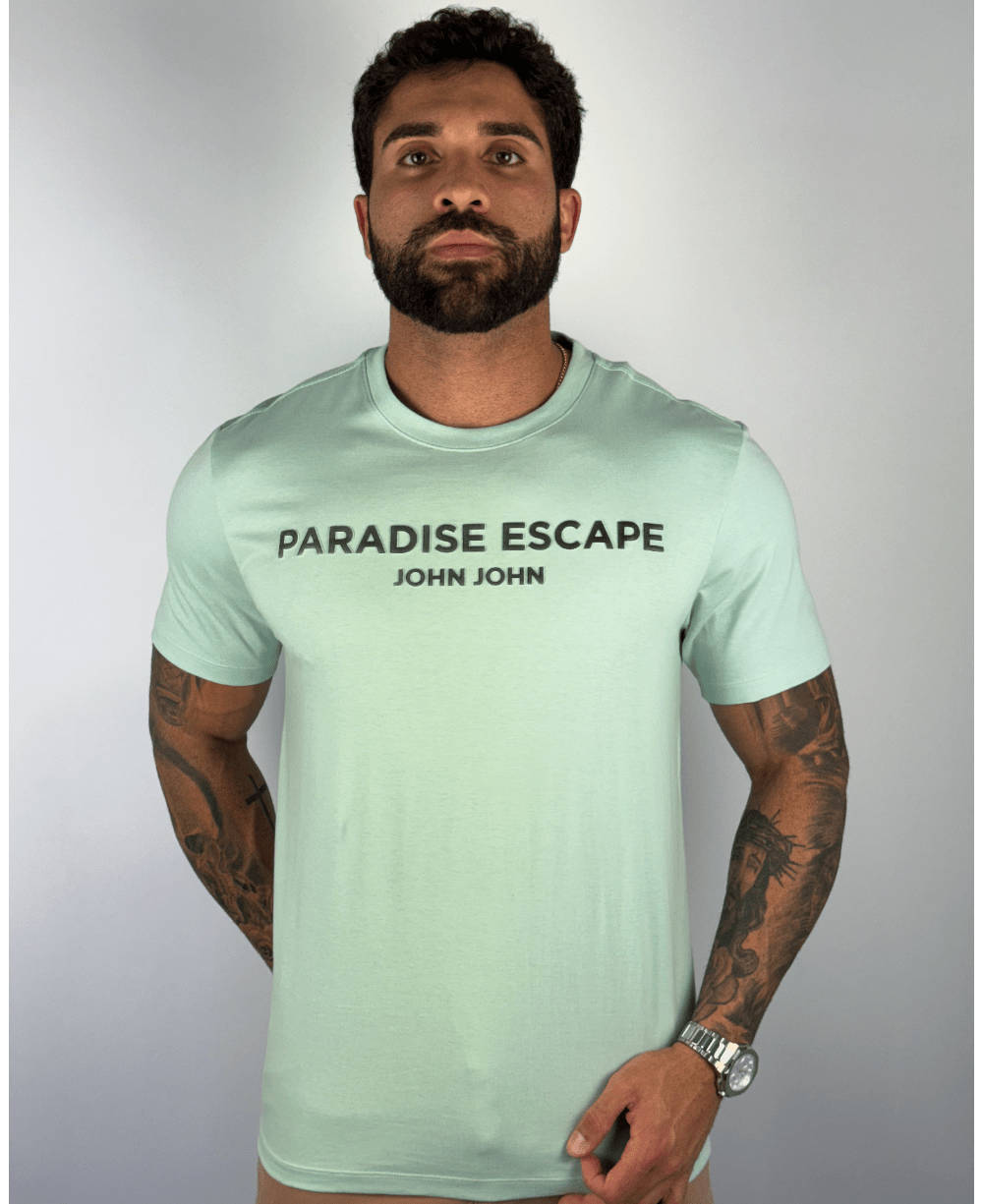 Camiseta Regular Fit Paradise Escape Verde Água  - John John