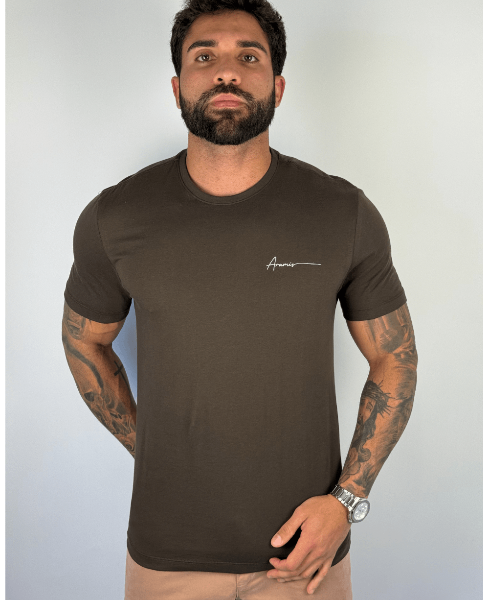 Camiseta Café Masculina Malha Regular - Aramis