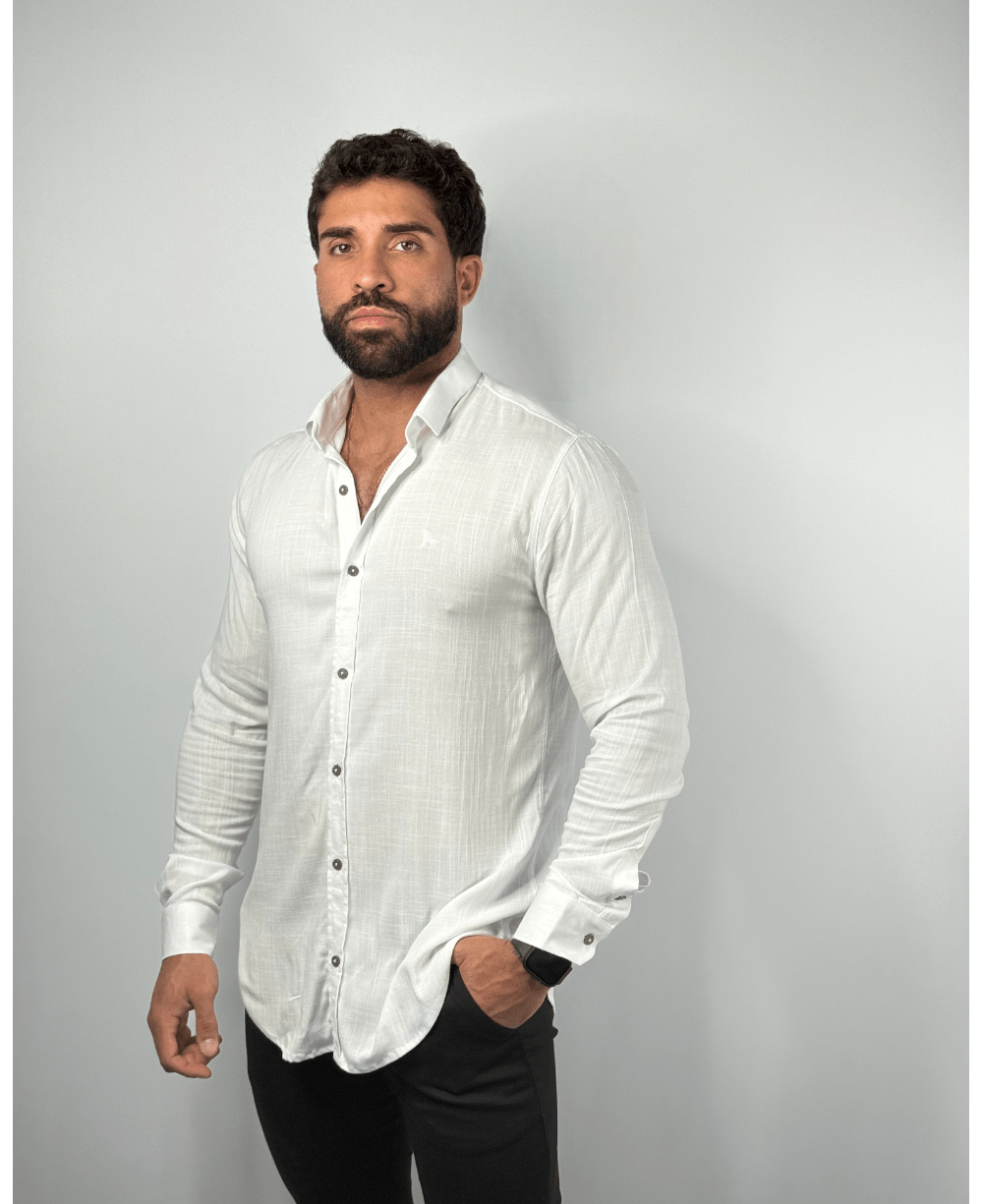 Camisa Dubai Gola Tradicional Branca Masculino - Per Pochi