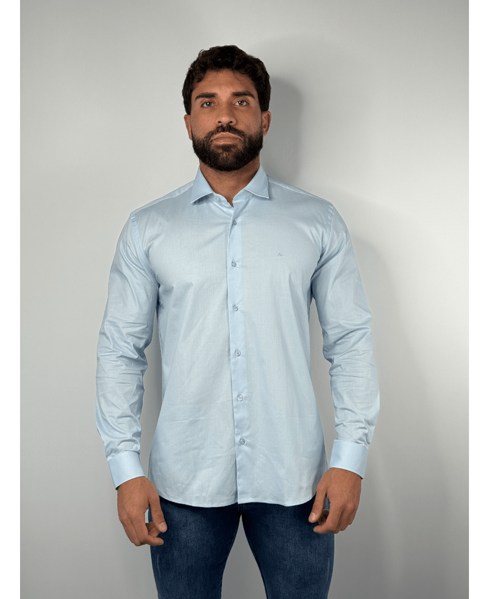 Camisa Social Azul bebe Manga Longa Stretch - Aramis