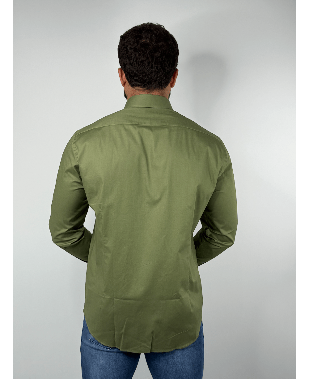Camisa Social Verde Folha Manga Longa Stretch - Aramis