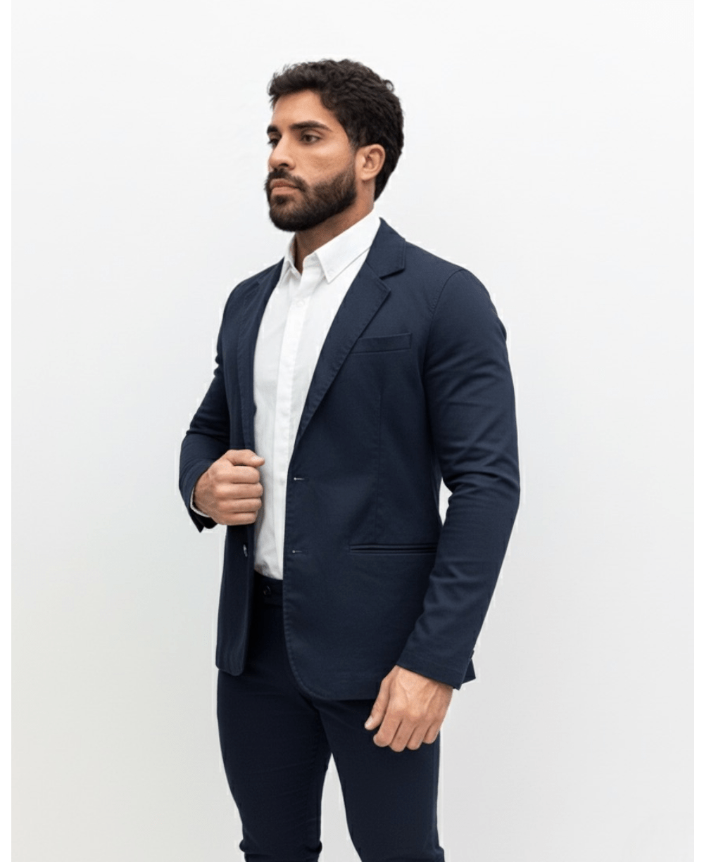 Blazer Azul Marinho Masculino Básico Acetinado - Paladho´s Jeans