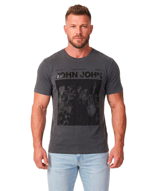 Camiseta Cinza Chumbo Masculina Regular Fit Estampada - John John
