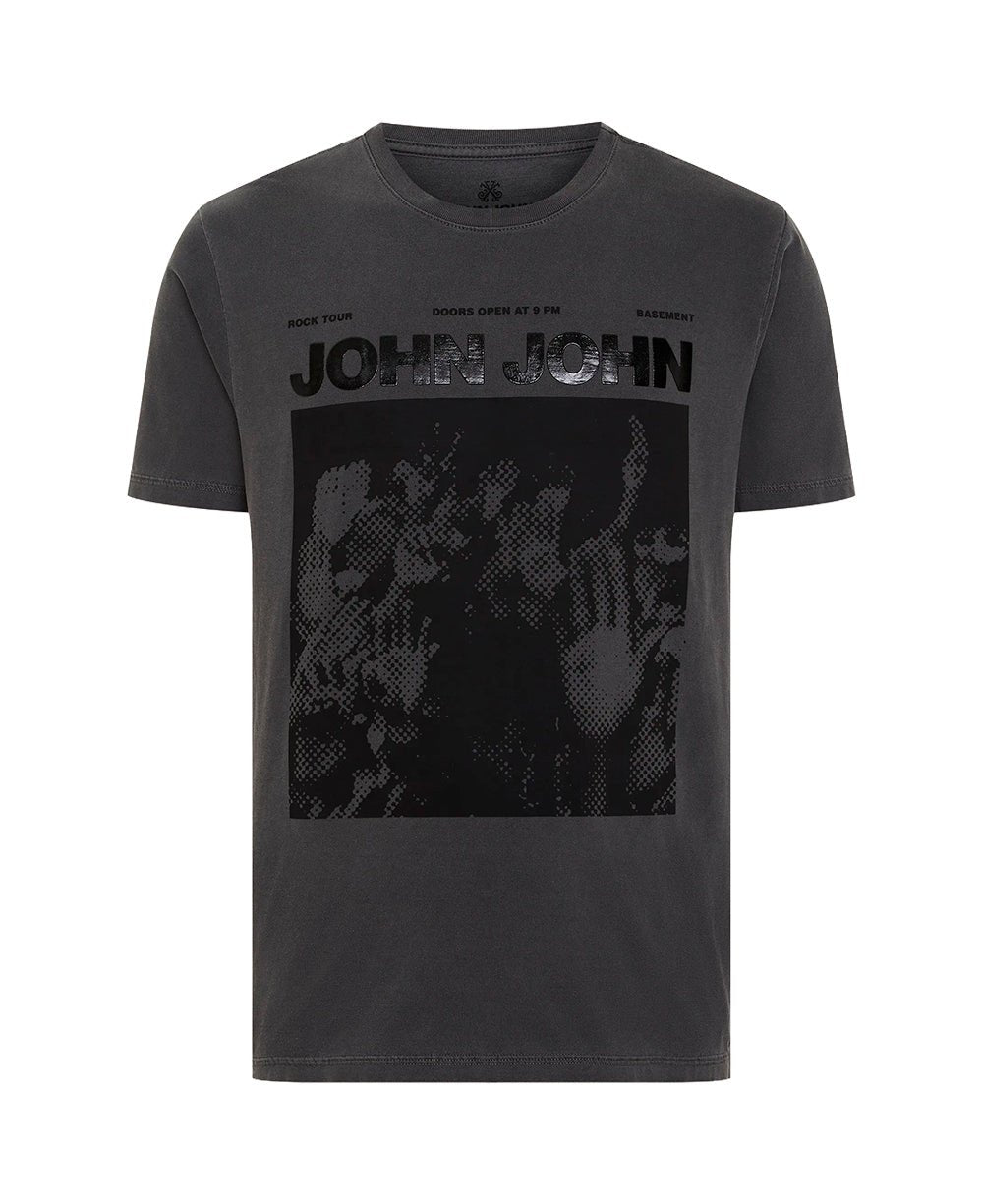 Camiseta Cinza Chumbo Masculina Regular Fit Estampada - John John