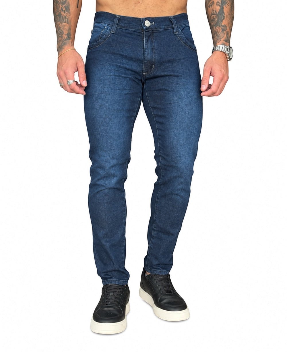 Calça Jeans Azul Marinho Masculina com Lycra - Rota 77