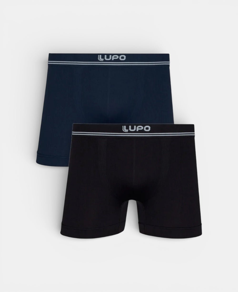 Kit 2 Cuecas Azul e Preto Masculina Boxer Microfibra - Lupo