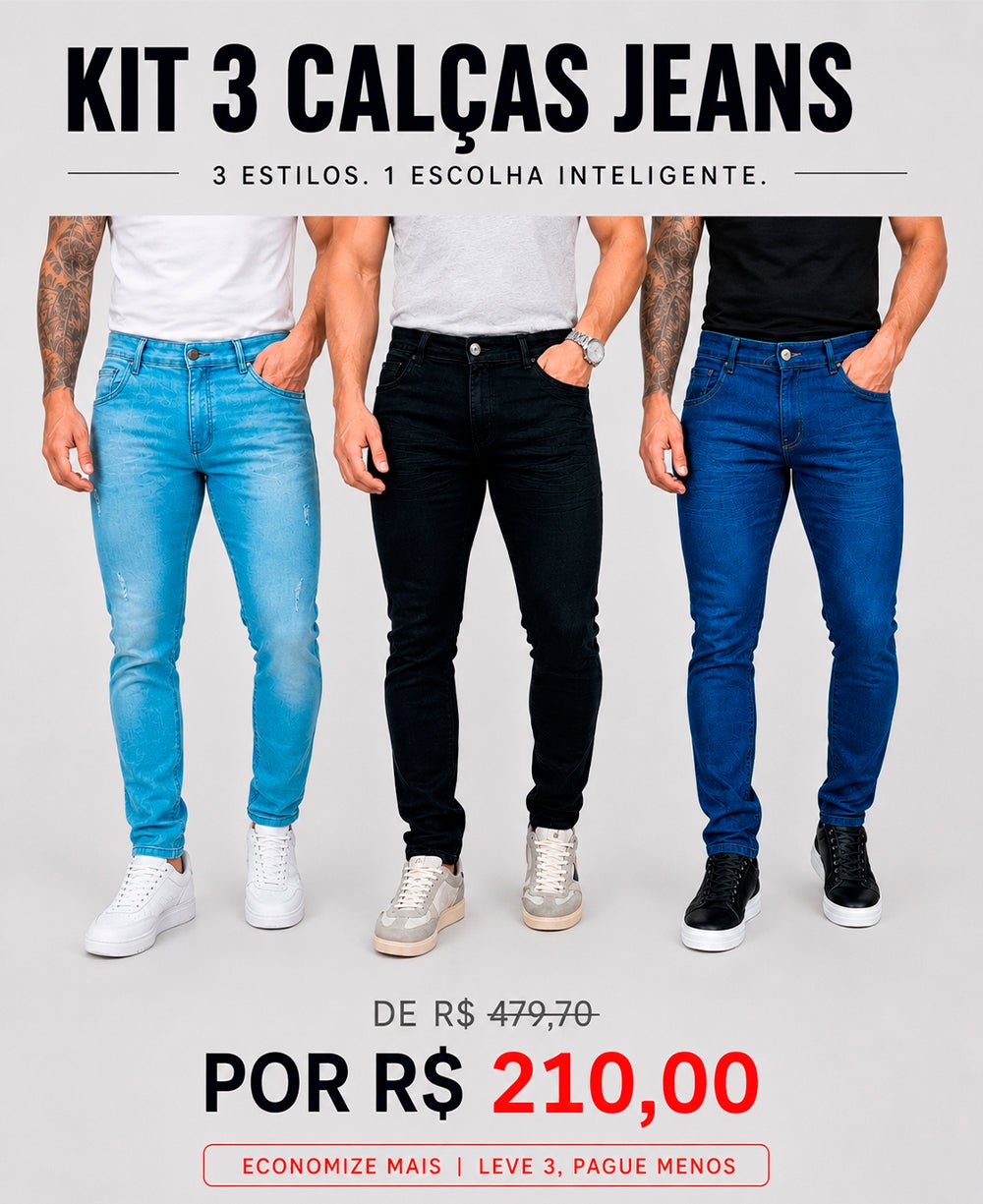 KIT 3 CALÇAS - JEANS ROTA