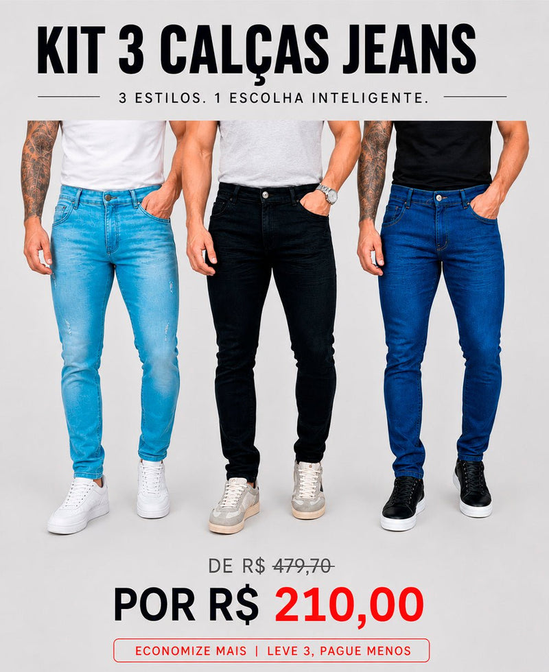 KIT 3 CALÇAS - JEANS ROTA