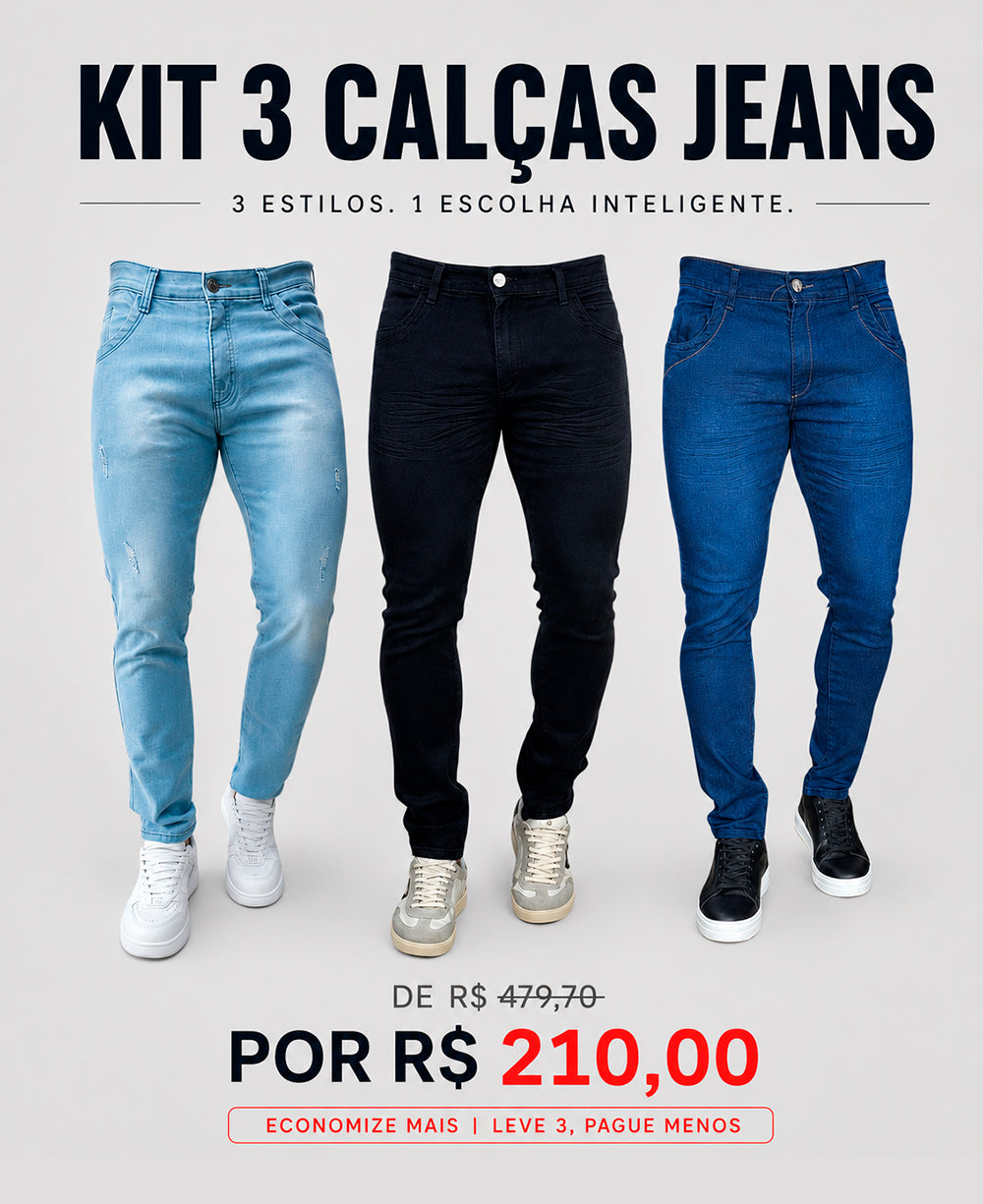 KIT 3 CALÇAS - JEANS ROTA