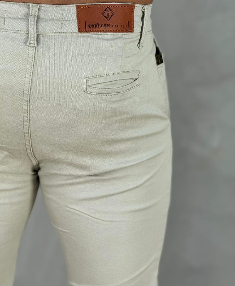 Kit 2 Calças Alfaiataria Sarja Areia Masculino Super Skinny - Codi Jeans