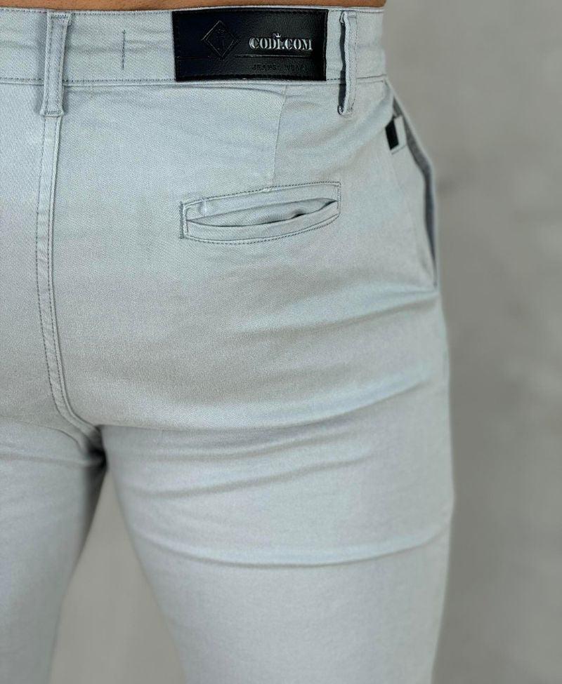 Kit 2 Calças Alfaiataria Sarja Azul e Cinza Masculino Super Skinny - Codi Jeans
