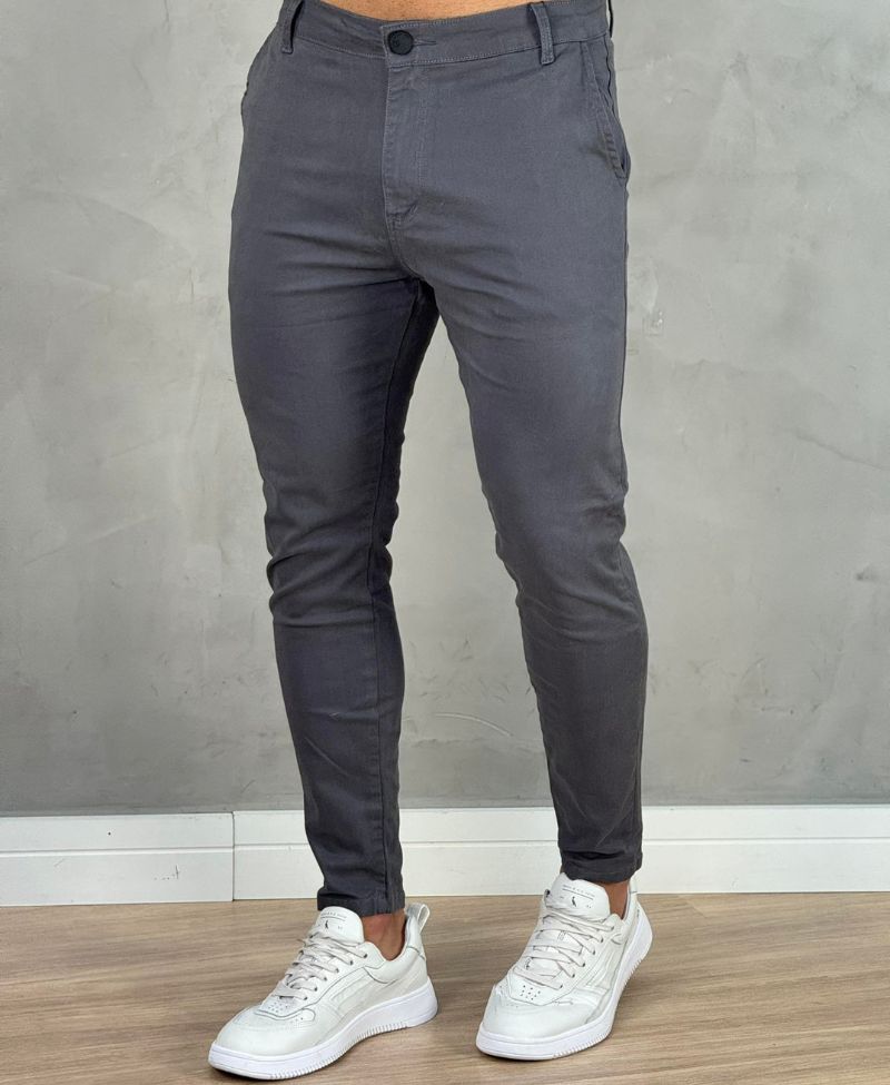 Kit 2 Calças Alfaiataria Sarja Areia e Chumbo Masculino Super Skinny - Codi Jeans