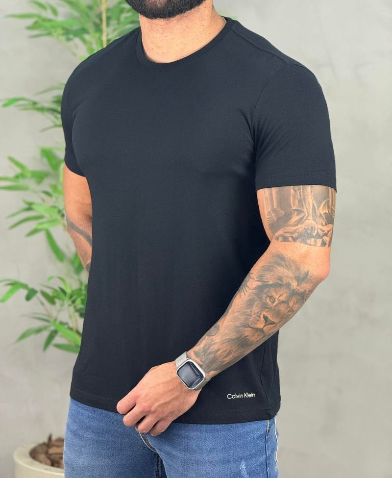 Kit 2 Camiseta Preta Masculina Crew-Neck - Calvin Klein