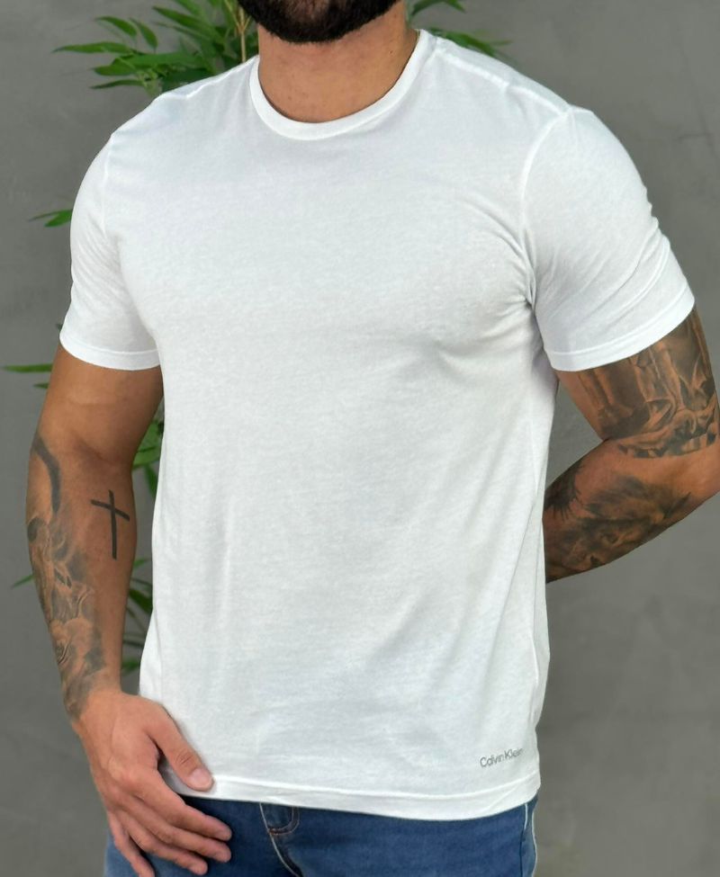 Kit 2 Camiseta Preta e Branca Masculina Crew-Neck - Calvin Klein