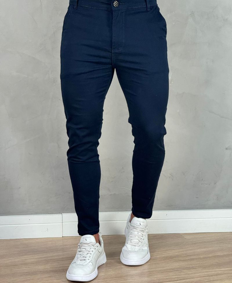 Kit 2 Calças Alfaiataria Sarja Preta e Azul Masculino Super Skinny - Codi Jeans