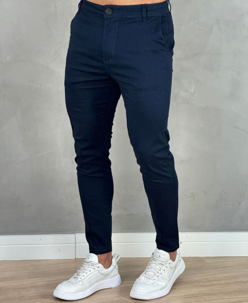 Kit 2 Calças Alfaiataria Sarja Azul Masculino Super Skinny - Codi Jeans