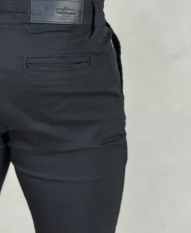 Kit 2 Calças Alfaiataria Sarja Preta e Azul Masculino Super Skinny - Codi Jeans