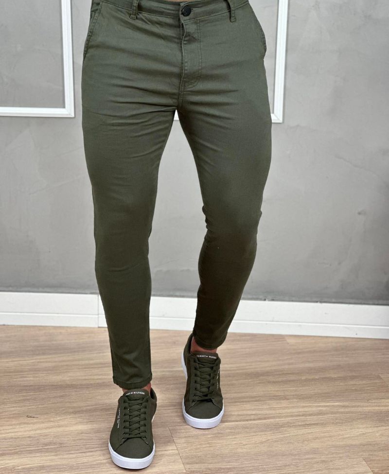 Kit 2 Calças Alfaiataria Sarja Verde e Chumbo Masculino Super Skinny - Codi Jeans