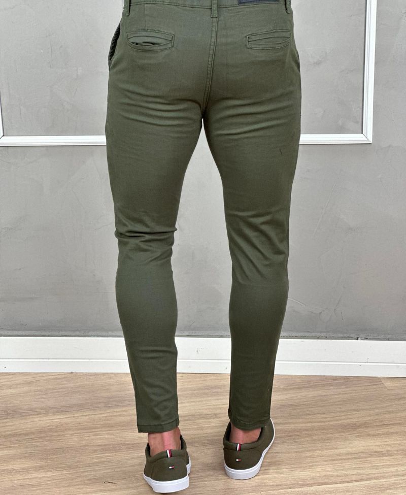 Kit 2 Calças Alfaiataria Sarja Verde e Caqui Masculino Super Skinny - Codi Jeans