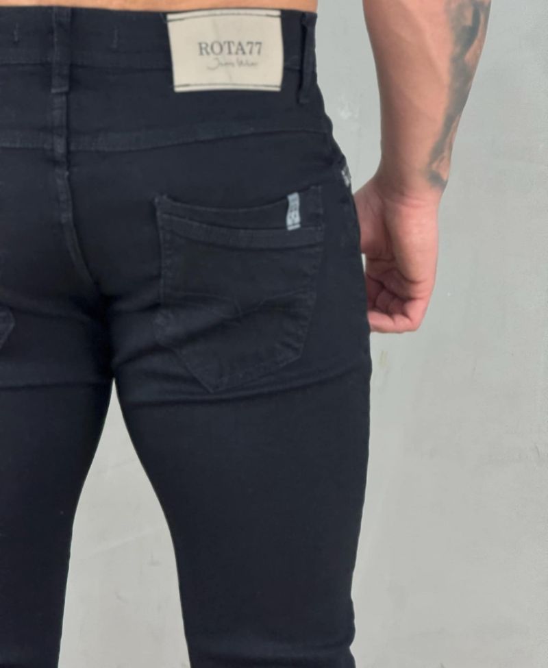 Kit 2 Calças Jeans Médio e Preta Masculino Skinny - Rota 77