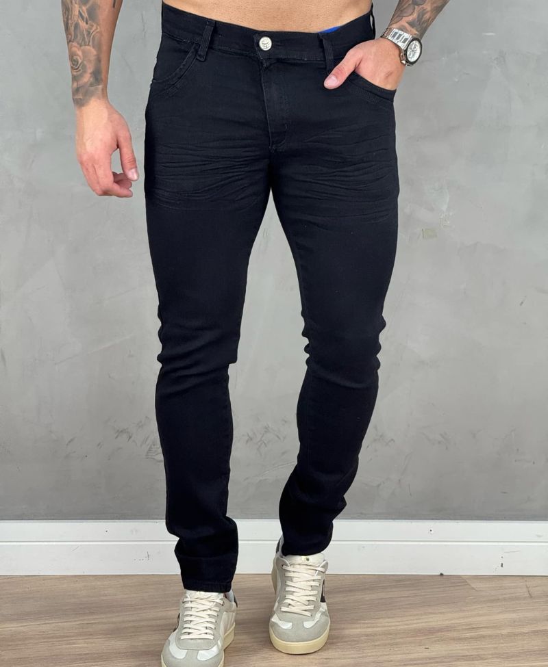 Kit 2 Calças Jeans Médio e Preta Masculino Skinny - Rota 77