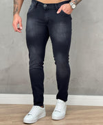 Kit 2 Calças Jeans Preta e Preta Mescla Masculino Skinny - Rota 77