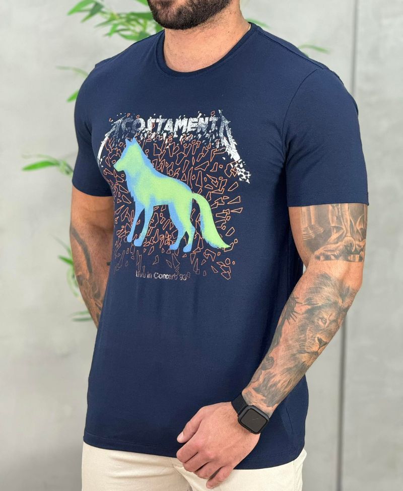 Kit 2 Camiseta Azul escuro e Verde Hortelã Masculino Básica - Acostamento