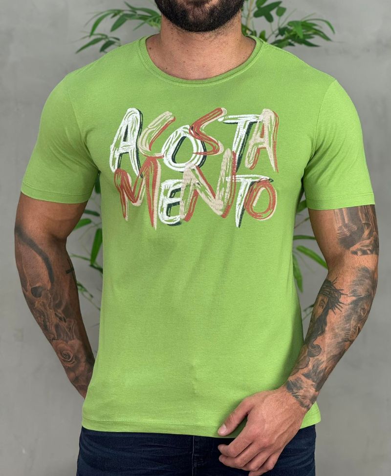 Kit 2 Camiseta Azul escuro e Verde Hortelã Masculino Básica - Acostamento