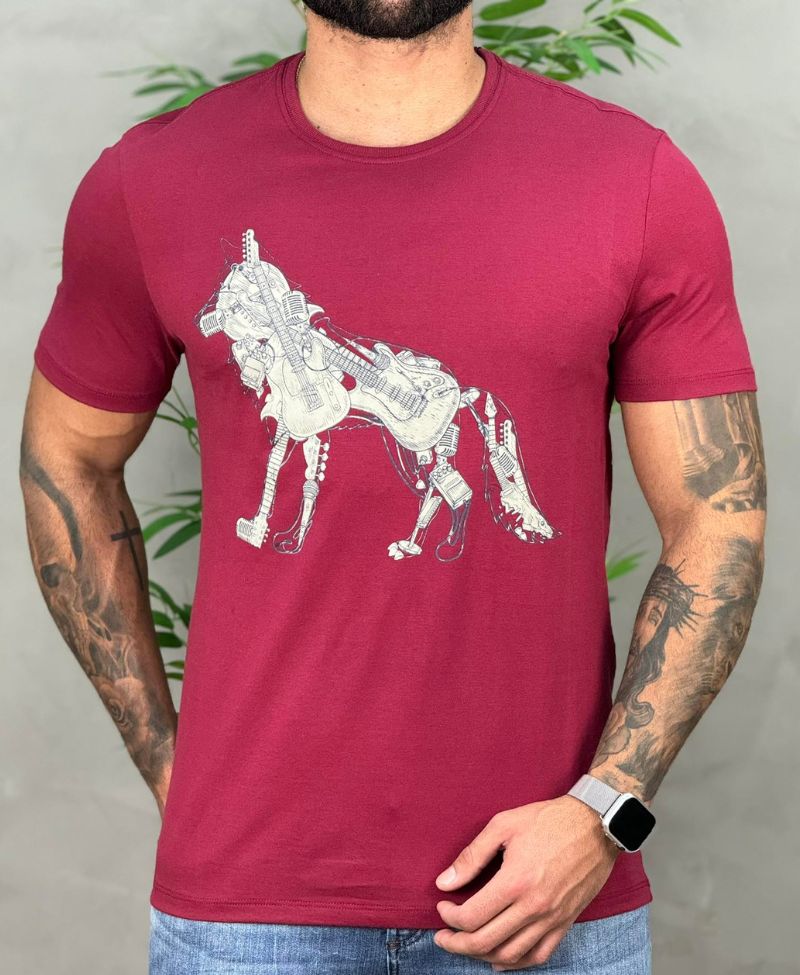 Kit 2 Camiseta Bordo e Verde Hortelã Masculino Básica - Acostamento