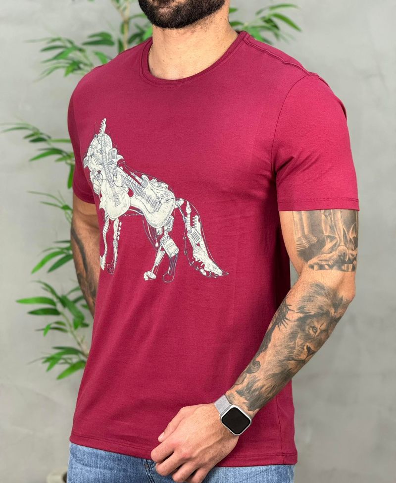 Kit 2 Camiseta Bordo e Azul Escuro Masculino Básica - Acostamento