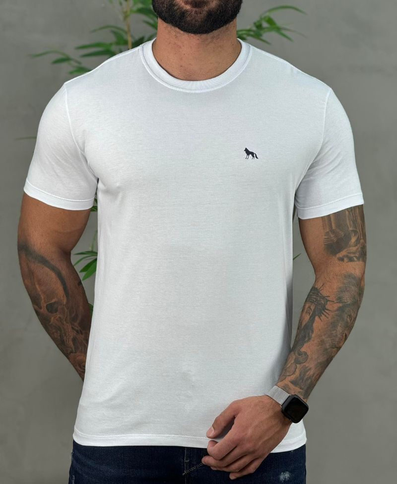 Kit 2 Camiseta Branca e Azul Masculino Básica - Acostamento