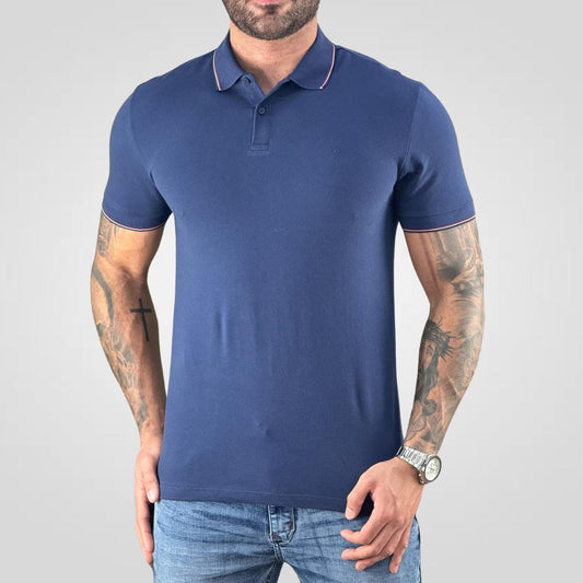 Camisa Azul Marinho Masculina With Trims - Forum