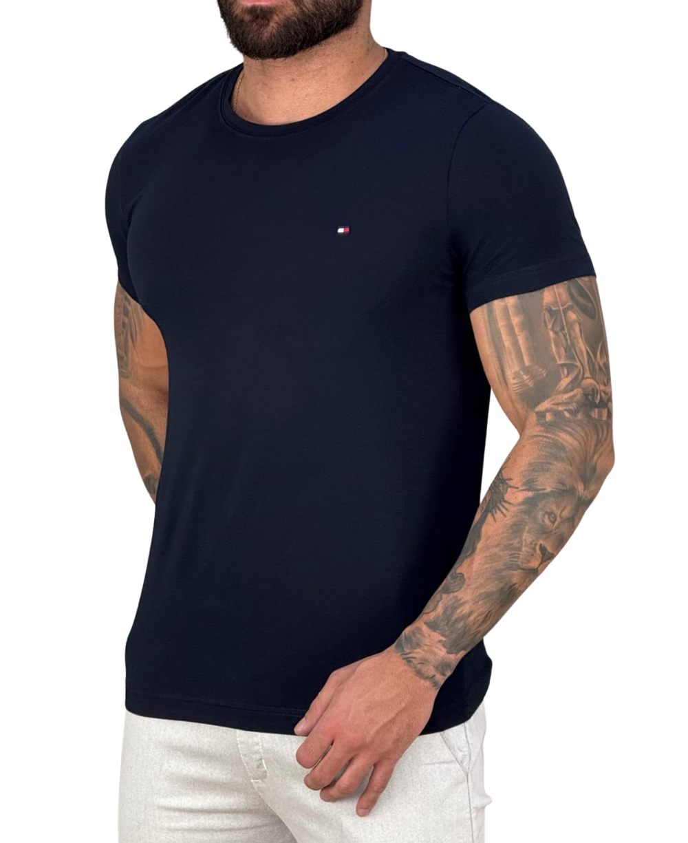 Camiseta Preta Masculina Clássic Logo Bordado - Tommy Hilfiger