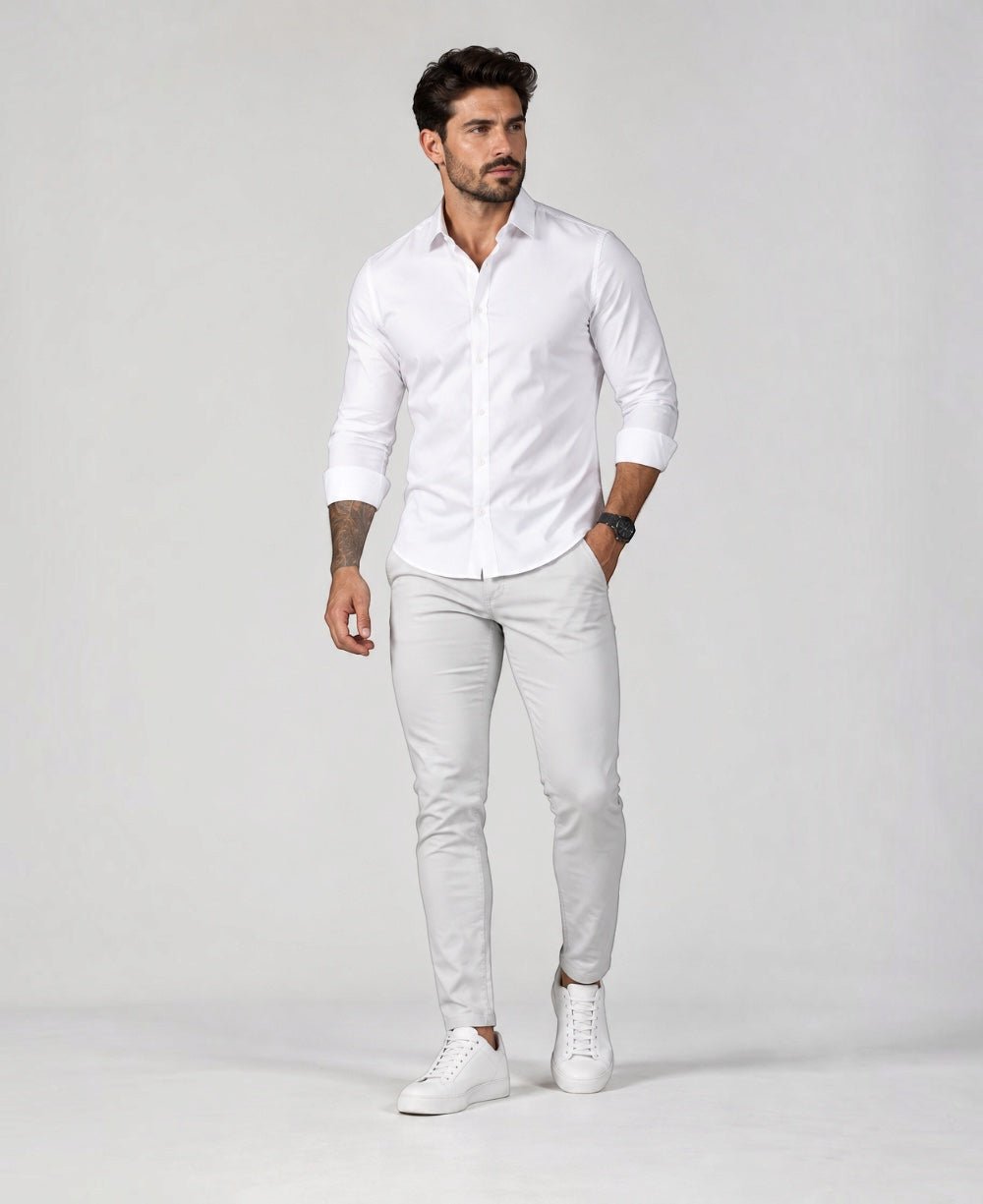 Calça Alfaiataria Gelo Mescla Masculina Skinny - Rota 77