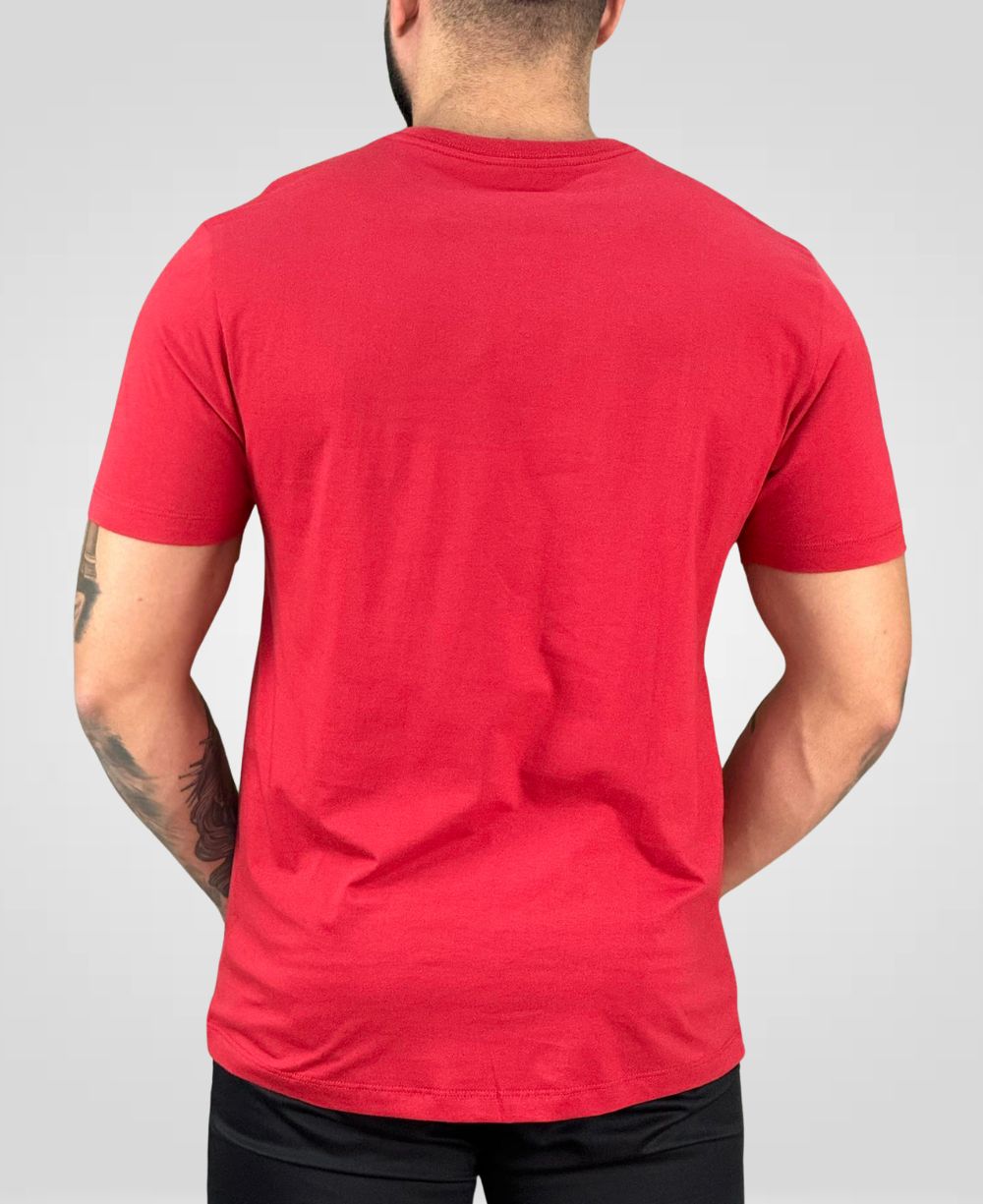 Camiseta Vermelha Masculina Malha Logo No Peito - Aramis