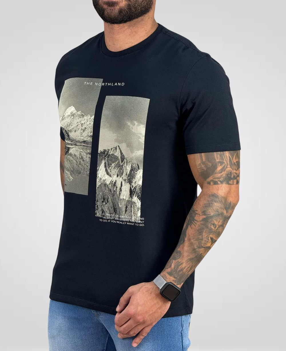 Camiseta Preta Masculina Where Regular Fit - John John