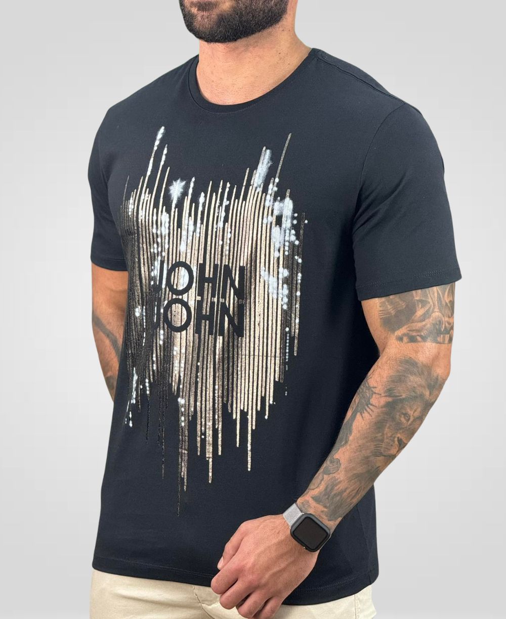 Camiseta Preta Masculina Morrison Regular Fit - John John