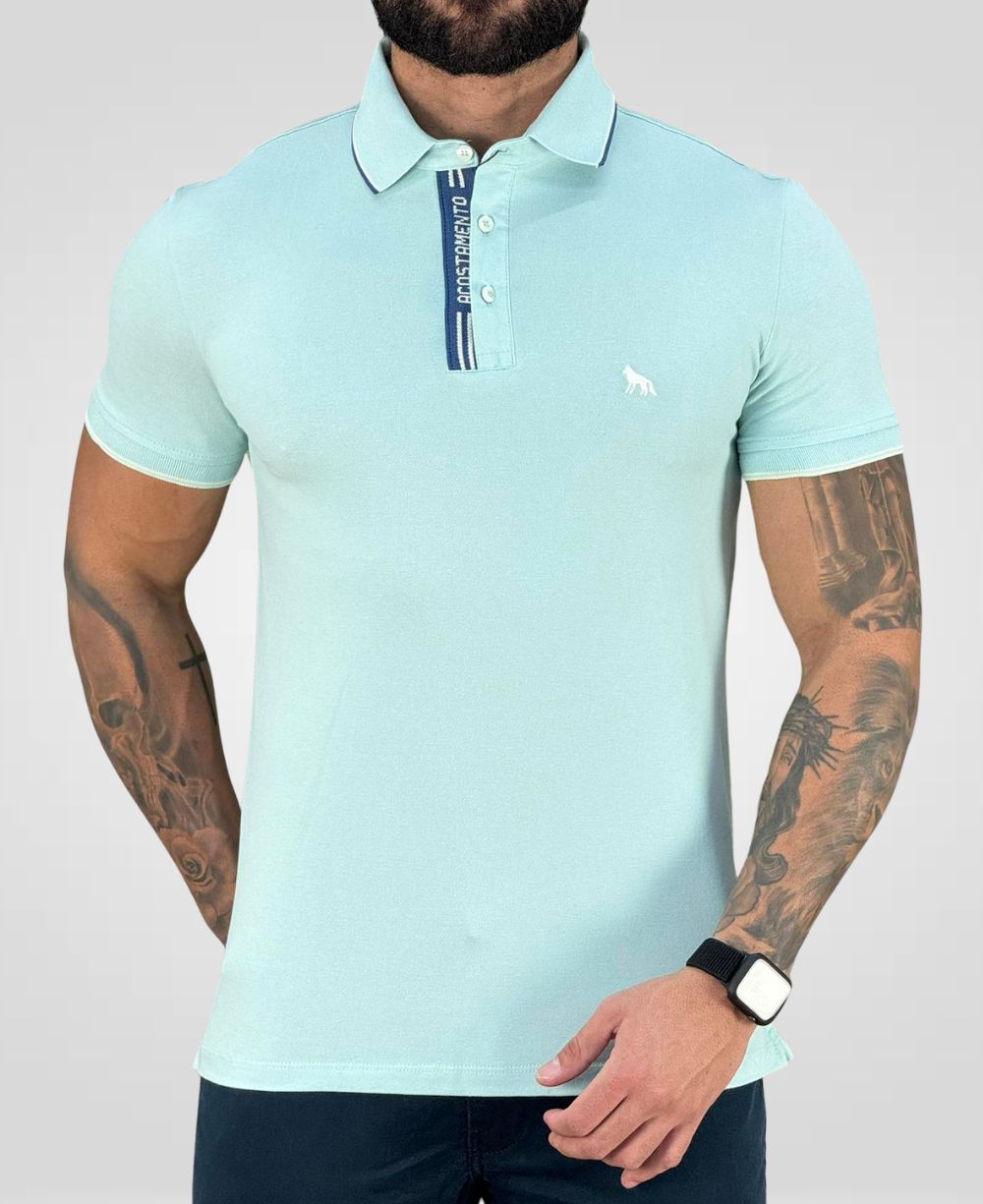 Camisa Polo Verde Urbano Masculina Duble Line - Acostamento