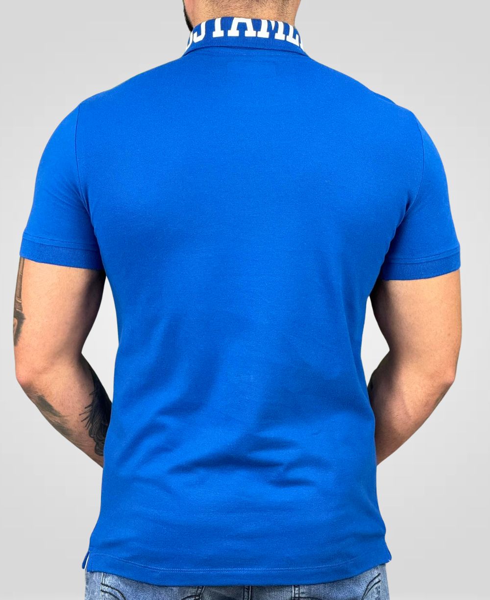 Camisa Polo Azul Bic Masculina Written Collar - Acostamento