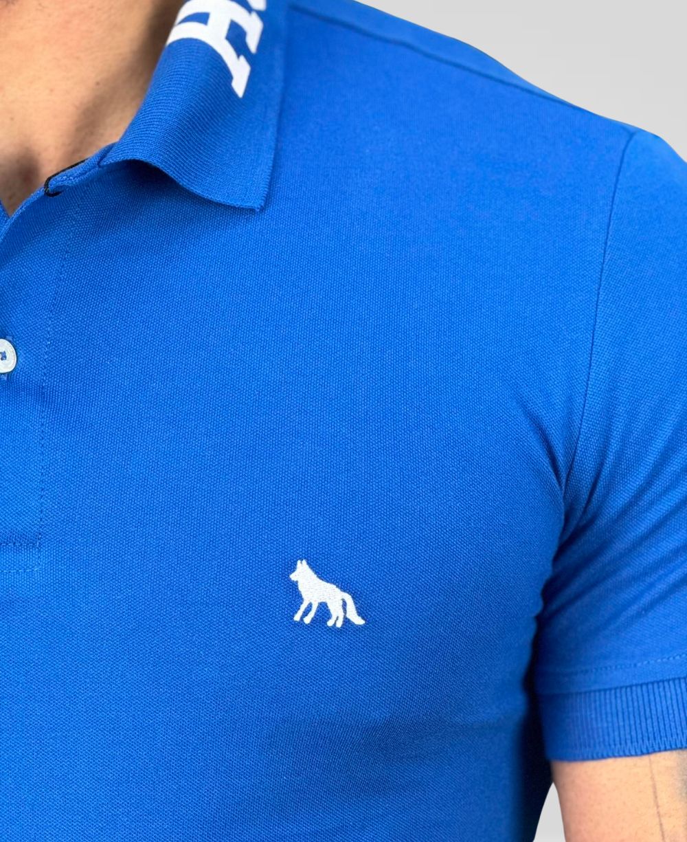 Camisa Polo Azul Bic Masculina Written Collar - Acostamento