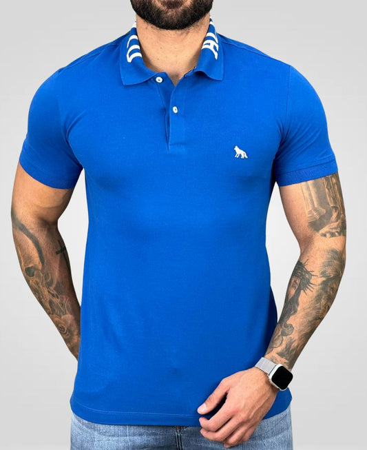 Camisa Polo Azul Bic Masculina Written Collar - Acostamento