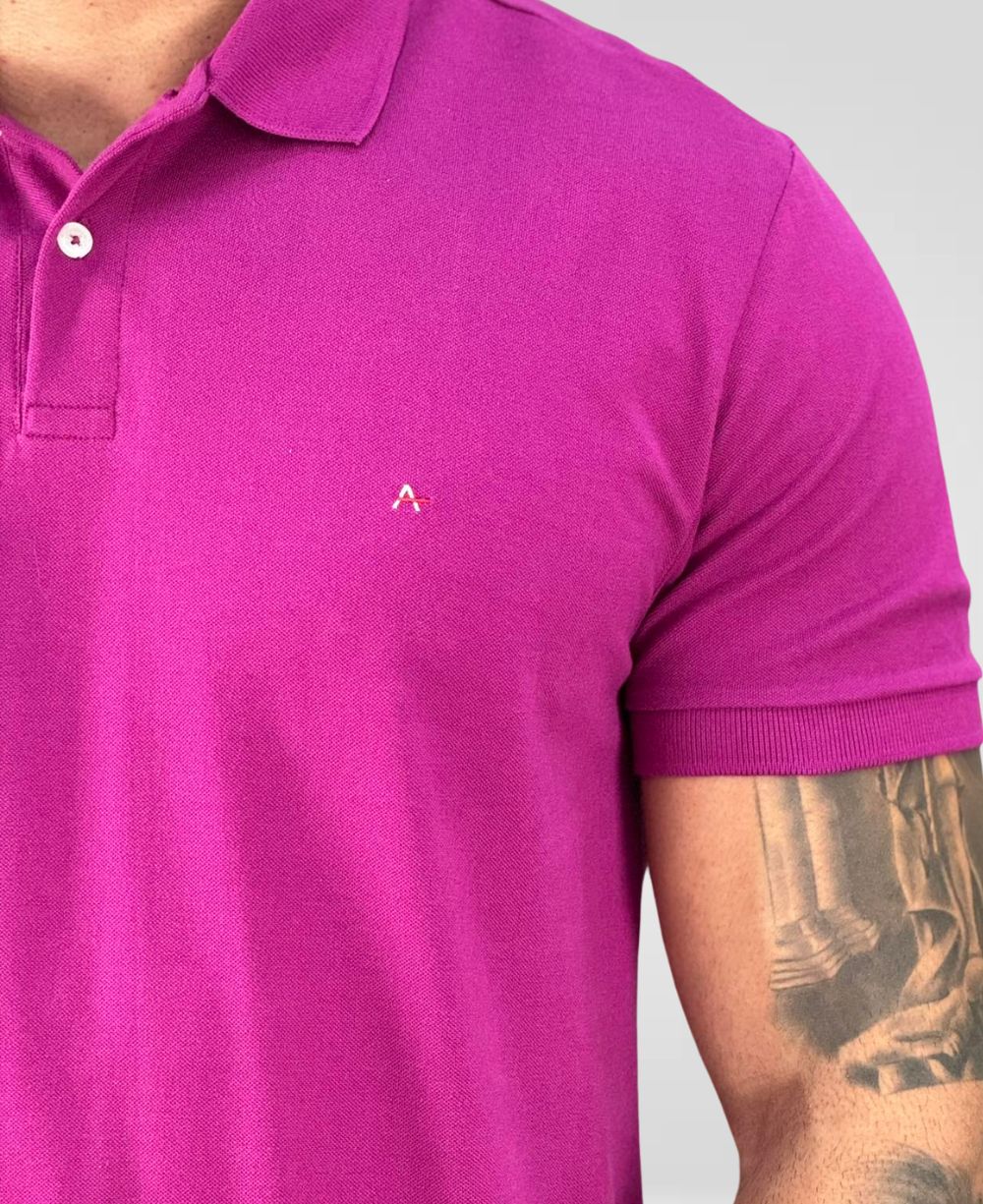 Camisa Polo Rosa Orquidea Masculina Piquet - Aramis