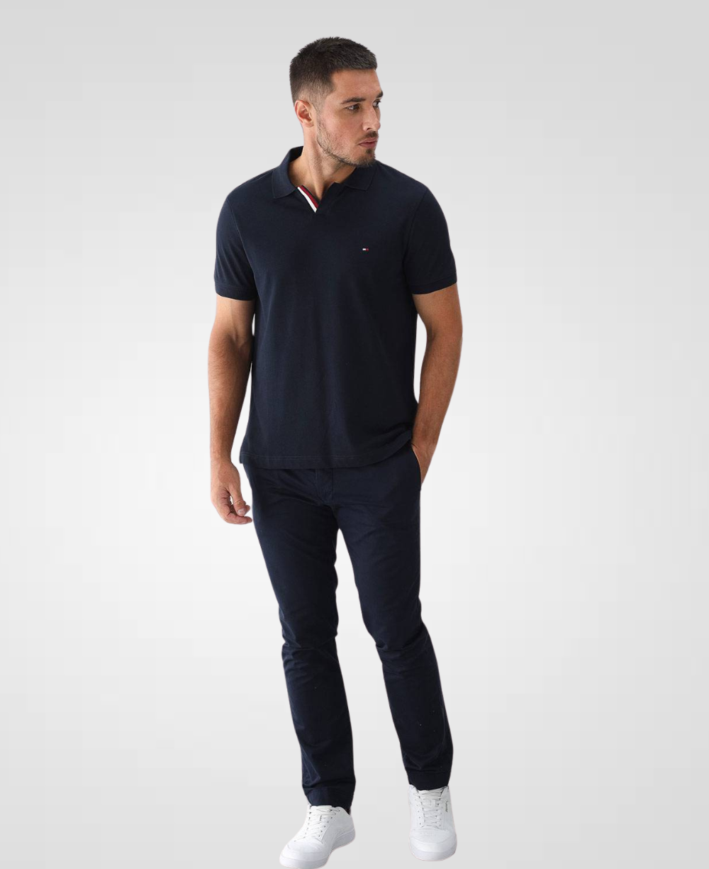 Camisa Polo Azul Marinho Masculina Mercerizada Carcela Regular - Tommy Hilfiger