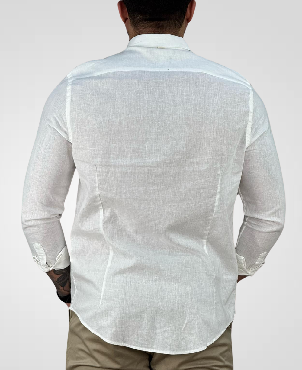 Camisa Social Areia Manga Longa Masculina Slim - Aramis