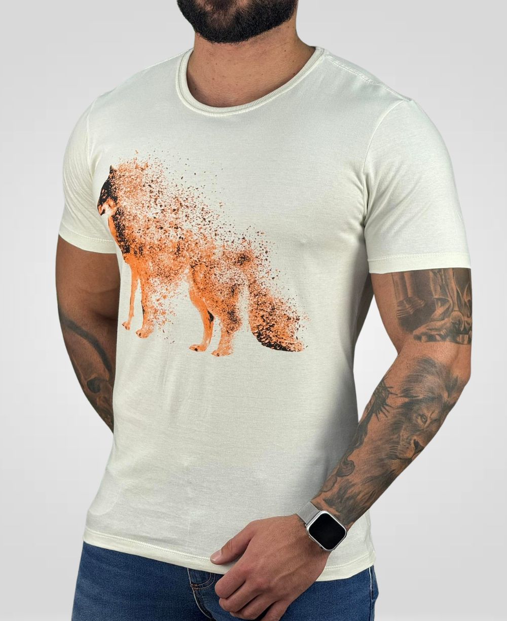 Camiseta Off White Casual Masculina Wolf Brush - Acostamento