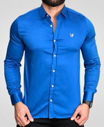 CAMISA MANGA LONGA AZUL ZAFIRA MASCULINA SOCIAL - BRATE INFINITY